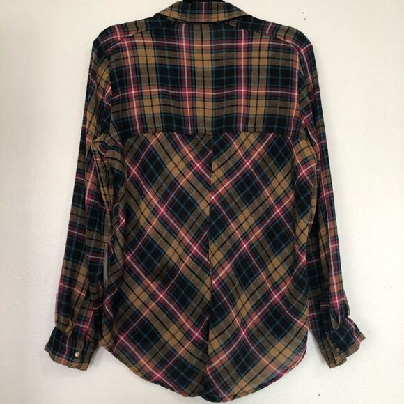 Free People Stitch Detail Plaid Button Up Shirt - Picture 6 of 7